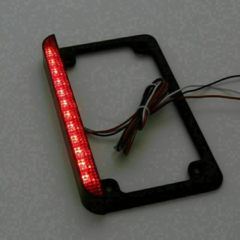 Universal Motorcycle 6" LED License Plate Frame W/LED Tail Brake Light Blak AV - Imagem 4 de 4
