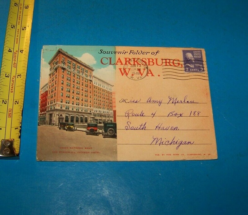 Clarksburg West Virginia Souvenir Photo Folder Vintage 1949