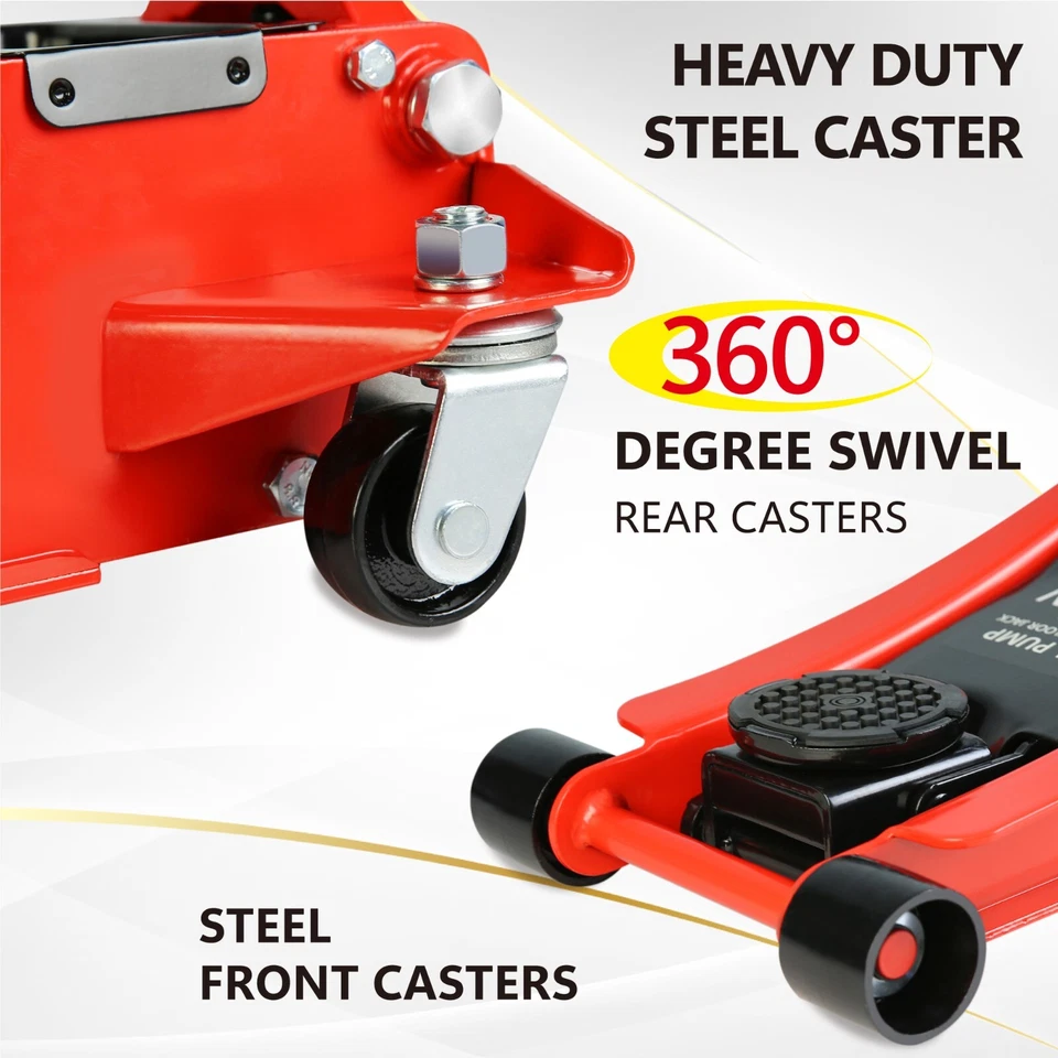 Hydraulic floor jack 2Ton 3T 4T Quick Dual Pump low profile trolley service jack Foto 4 de 4