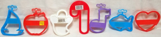 7 WILTON COOKIE CUTTERS Sailboat APPLE Ghost CANDY CANE Musical Note FISH Heart