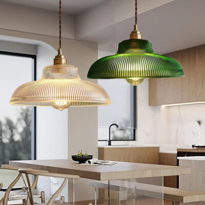 Vintage Textured Glass Pendant Light Restaurant Lighting Hanging