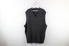 Vtg 90s Streetwear Mens 2XL Blank Ribbed Cable Knit Sweater Vest Heather Gray