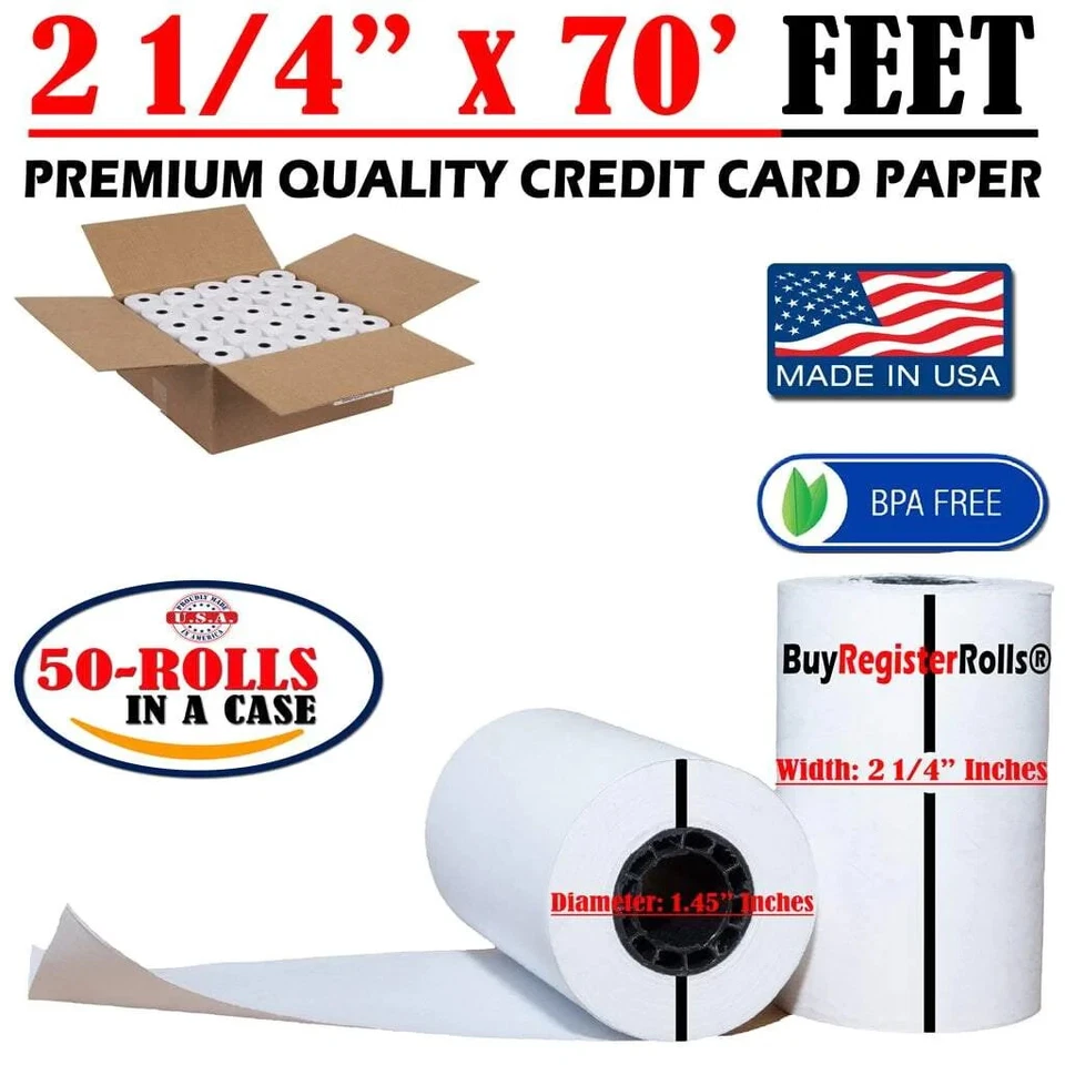 2 1/4 x 70 Thermal Paper Large 48 GSM, 200 Rolls Verifone VX520 Ingenico ICT220 - Image 2 of 4