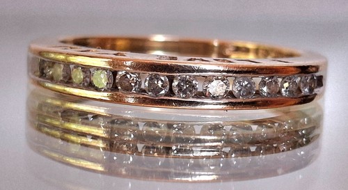 MAGIC GLO YELLOW GOLD AND DIAMOND "I LOVE YOU " BAND RING SIZE 7.25 - Picture 8 of 15