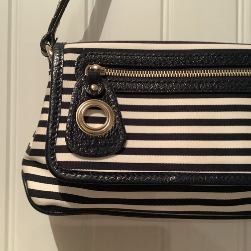 Kate Spade Womens Navy Blue & White Striped Shoulder Bag Baguette Dust Cover - Picture 11 of 22