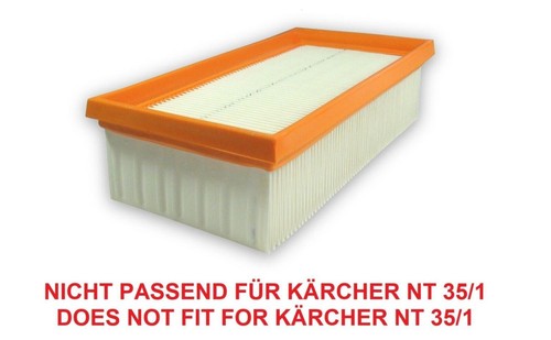 vhbw Lot de 2x filtres plissé plat compatible avec Kärcher NT 375 Eco