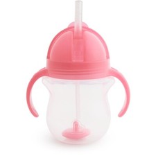 Munchkin Any Angle Click Lock Weighted Straw Trainer Cup 7 Oz, Light Pink, New