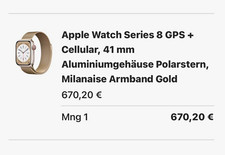 Apple Watch Series 8 41 mm GPS + Cellular Aluminium Polarstern, Armband Gold
