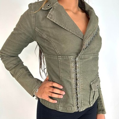 vintage Diesel green military style corset jacket | eBay