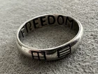 Vintage Sterling Silver FREEDOM Symbal Band Ring Sz 8.5