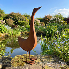 Metal Rusty Bird Duck Statue Garden Ornament Lovey Rustic Goose Lawn Sculpture