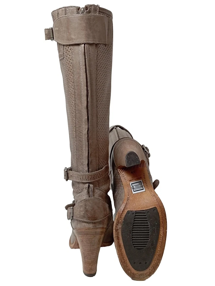 BELSTAFF Bottes à talon haut Dames Botte haute T EU 38 brun style mouillé - Photo 2/4