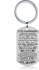 Granddaughter Keychain Key Ring Believe Inspirational Gifts from Grandma...