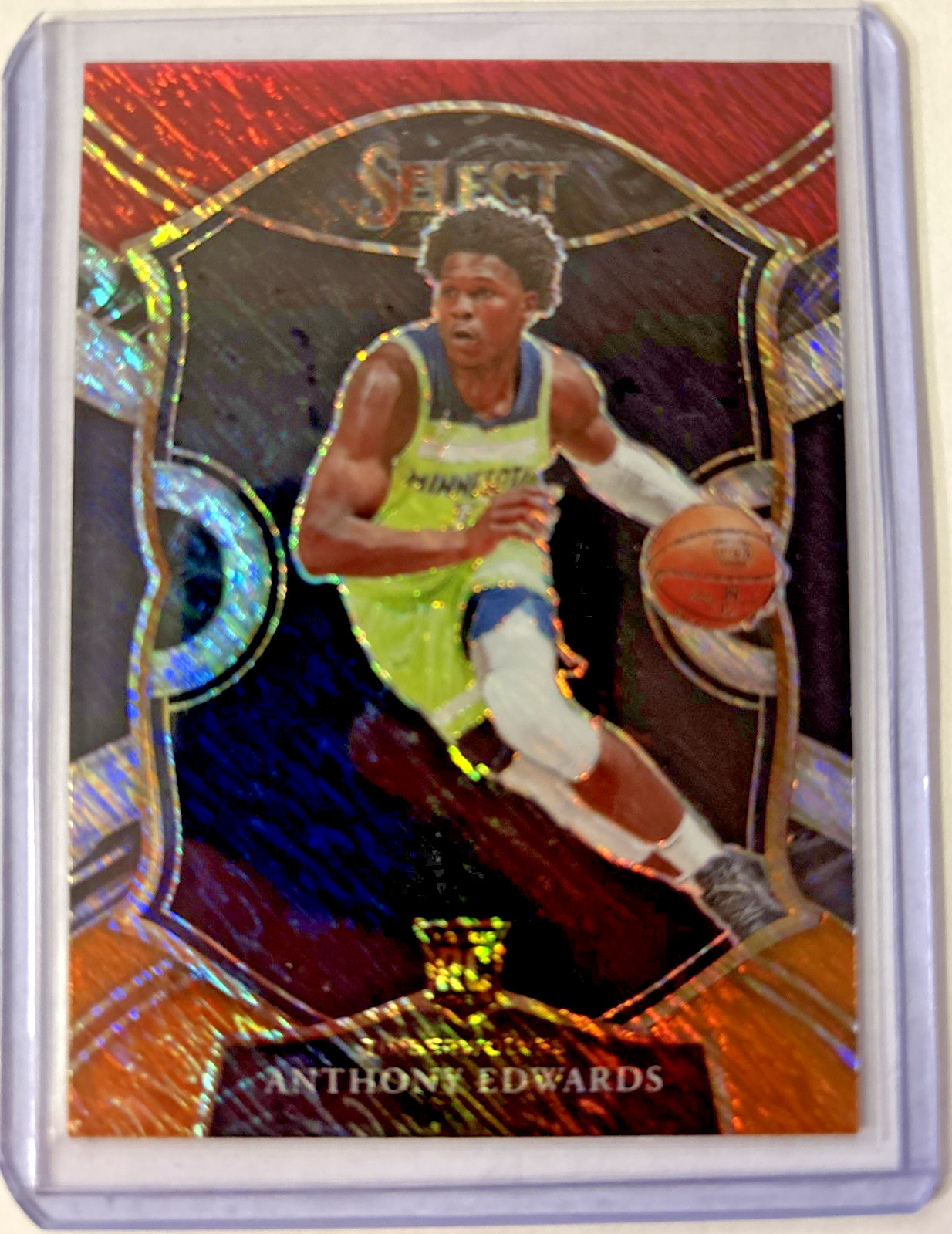 Anthony Edwards 2020 Select #61 Concourse Red White Orange Shimmer 