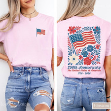 Comfort Colors Boho Floral American Flag Shir...