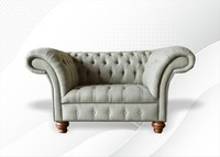 Chesterfield Sessel Hellgrau Stoff Wohnzimmer Design Couchen Sofa Sofas Textil