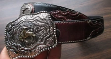 Size 28 Nocona Belt Co leather western brown buckle