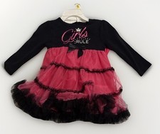 Baby Girl Pink Black Tutu Special Occassion Ruffle Dress Size 12 Months NWT