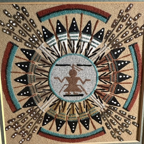 Vintage Authentic Native American Navajo Sandpainting “Pollen Boy” Artist Signed - Picture 2 of 8