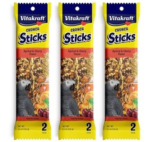 3 Pack of Apricot & Cherry Crunch Sticks for Parrots, 2 Sticks Each