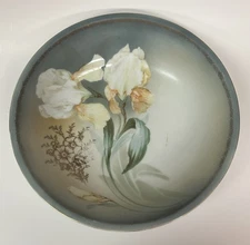 RS Germany Bowl Iris Blue 9.25 in Handpainted Antique