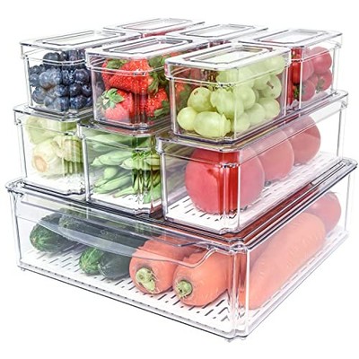 Pomeat 10 Pack Fridge Organizer Stackable Refrigerator Organizer Bins L8H3CUDIWQ