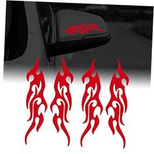 4 Pcs 19cm Flame Reflective Sticker for Car Flame Racing Sports Stripe Red