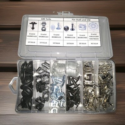 100 Teile Unterfahrschutz Einbausatz Reparatur Clips Set für Audi und VW + BOX