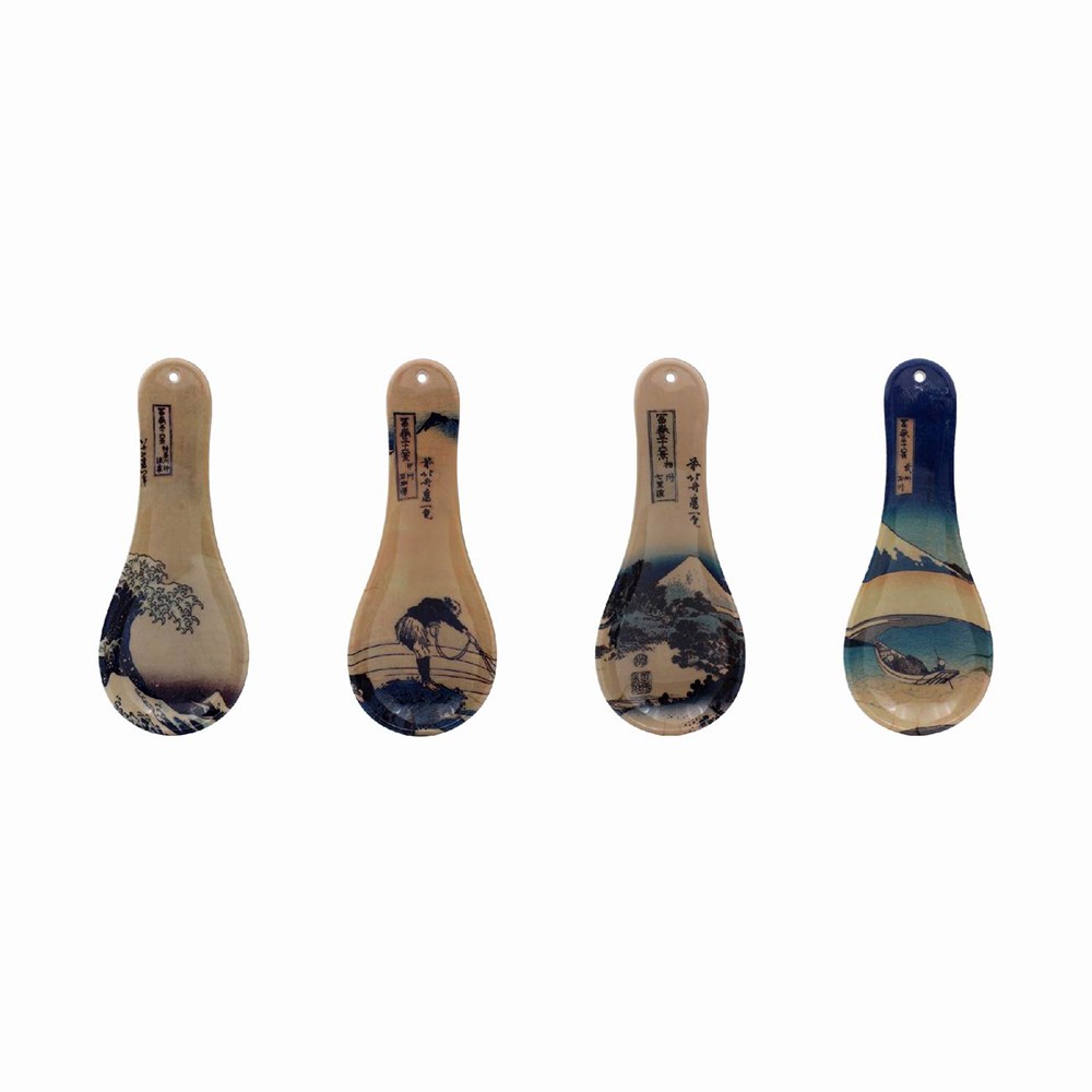 Hokusai Japanese Melamine Spoon Rest Great Kanagawa Wave Ukiyo-e Tidy Holder