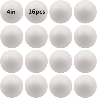 16 Pack Foam Balls for Crafts, 4 Inch Polystyrene Smooth round Balls, for Arts a