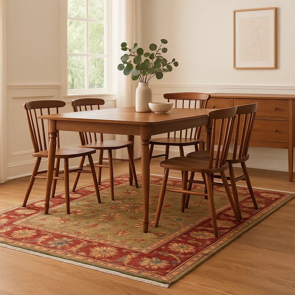 6'2 x 4'0 Hand-Knotted Afghan Wool Rug | Transitional Traditional Floral Design - Image 2 of 4