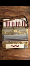 Vintage Camerano Hohner Made Accordion Original Case Leather Straps WORKS