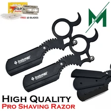 2Pcs Barber Shaving Razor  with Finger Insert Handle | Beard Shavette Rasoir