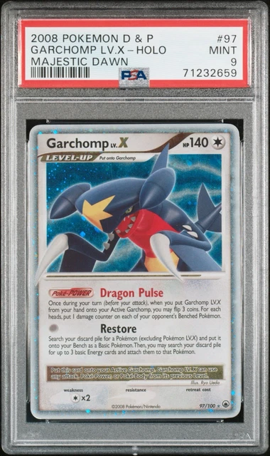 Pokemon Garchomp LV.X Majestic Dawn Holo 97/100 PSA 9 2008 Ultra Rare POP 79!