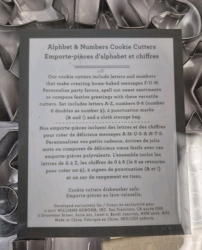 Juego de cortadores de galletas Williams-Sonoma 38 alfabeto y números nuevos Foto 4 de 4