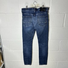 Tommy Hilfiger Jeans Mens W32 L32 Blue Bleecker Stretch Slim Fit Denim Zip Fly*