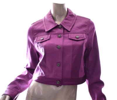 Cinq à Sept Regina Vegan Leather Trim Short Crop Jacket Purple