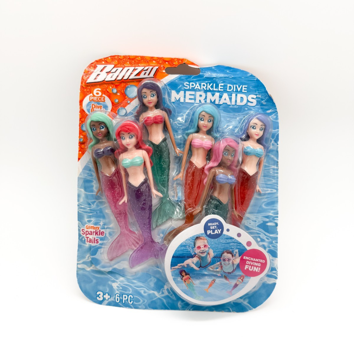 BANZAI 6 Piece Sparkle Mermaid Dive Toys - New, Damaged Packaging