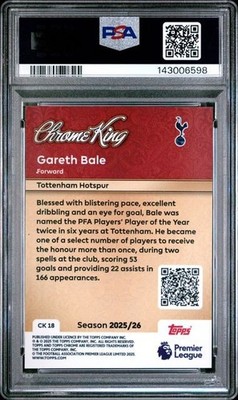 Topps トレカ サッカー Gareth BALE /ベイル/99 PSA10 2025-26 Topps Premier League Gareth Bale PSA 10 GEM CHROME KING