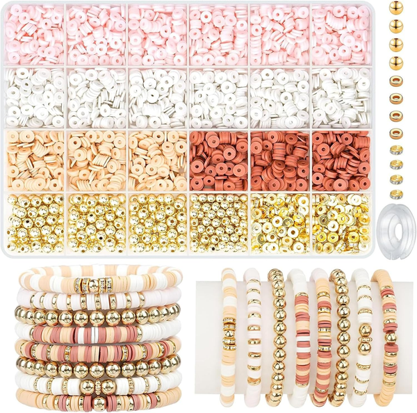 Perlen FüR ArmbäNder, 3000 StüCk Perlen Set Zum AuffäDeln, Polymer Clay Beads Fü-image