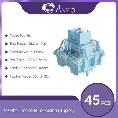 Akko V3 Pro Cream Blue Switch 5 Pin 45gf Tactile Switch With Dustproof Stem Comp