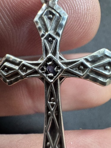 Lotto gioielli pendenti croce zaffiro argento sterling 925 argento sterling 3,1 g vintage I - Foto 3 di 10