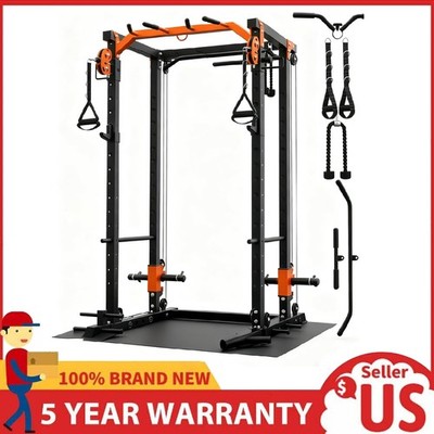 Power Cage 2000LBS Squat Rack for Home Gym Workout with Cable Crossover System