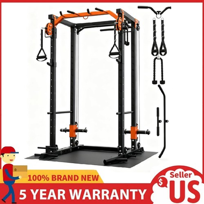 #ad Power Cage 2000LBS Squat Rack for Home Gym Workout with Cable Crossover System $329.99