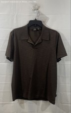 Boss Hugo Boss Men's Brown Slub Knit Short Sleeve Polo Shirt Sz L COA