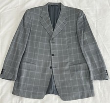 CANALI 44R SILK WOOL BLEND ITALIAN MADE BLUE-GRAY WINDOWPANE 3-BUTTON SPORT COAT