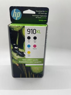 5-PACK HP GENUINE 910XL BLACK & COLOR INK (RETAIL BOX) OFFICEJET PRO 8028 8028e