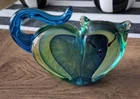 Murano Blown Glass Cat Figurine Blue Green Art Sommerso Glass ADORABLE