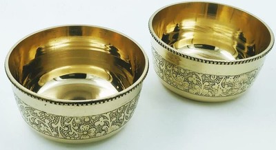 Brass Big Bowl Embossed Design Kitchen & Home 200ml &Pack  Of 2 q622