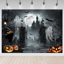 Halloween Backdrop for Photography Horror Moon Night 7x5ft, Black